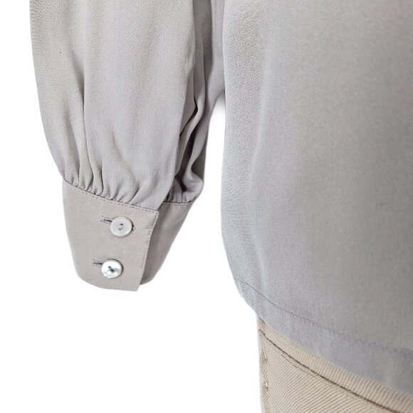 Louis Feraud Vintage Silk Tie Neck Blouse Gray Long Sleeve Romantic SZ 38/6 - Picture 5 of 12